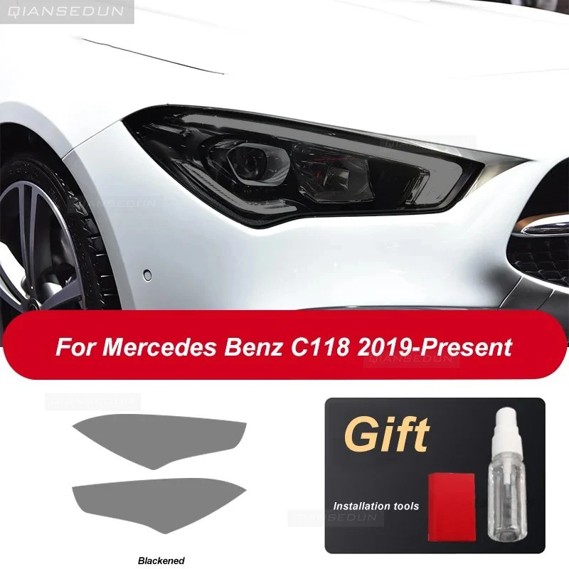 Car Headlight Protective Film Transparent Black TPU Sticker For Mercedes Benz CLA Class C118 2020 CLA45 AMG CLA250 Accessories