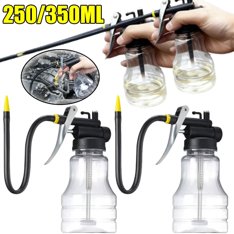 Press-Type Transparent Oil Can with Plastic Spout Oil Dispenser with Short & Long Nozzle for Bike Motorcycle Maintenance