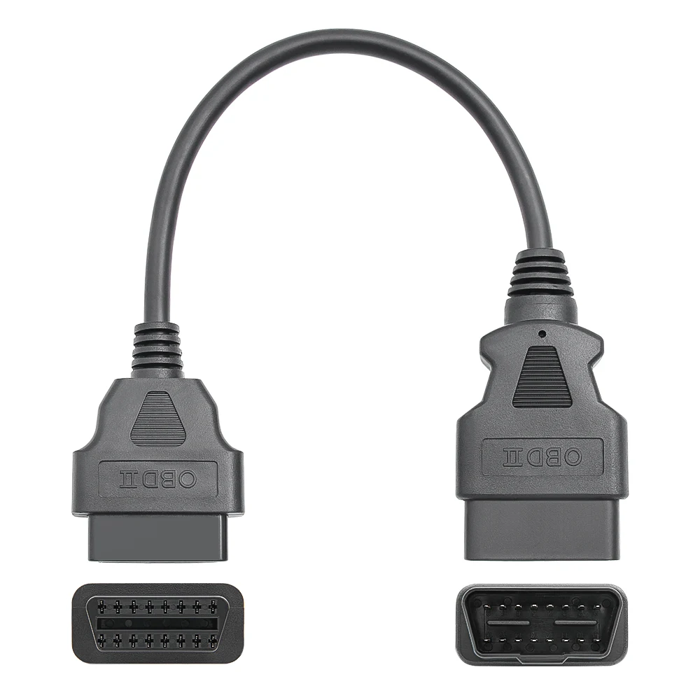 Factory Direct 30CM OBD2 Extension Cable Male to Female 16pin OBD2 Connector for Universal Car