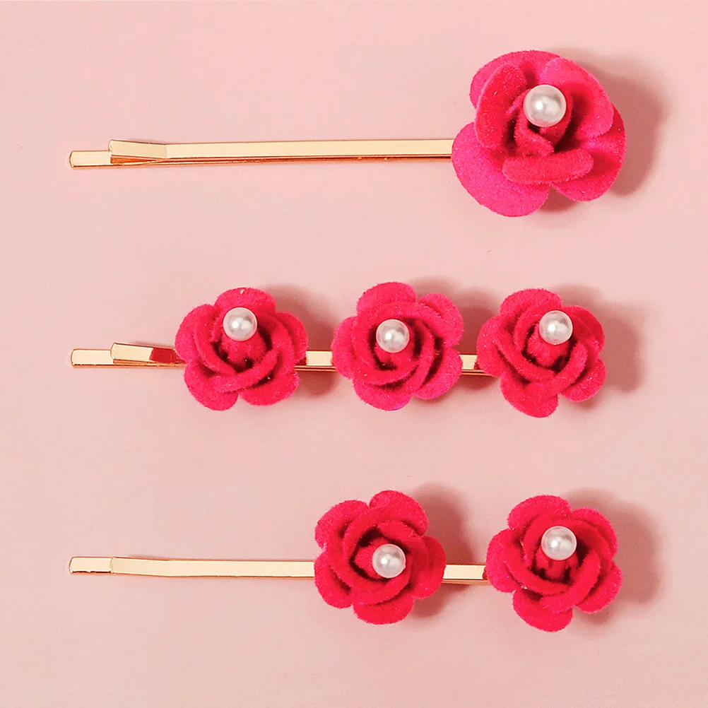 

3 шт., заколки для волос в виде розы, пластиковые заколки с жемчугом и шелковыми цветами для женщин и девочек, заколка для волос в форме розы, маленькие заколки для женщин