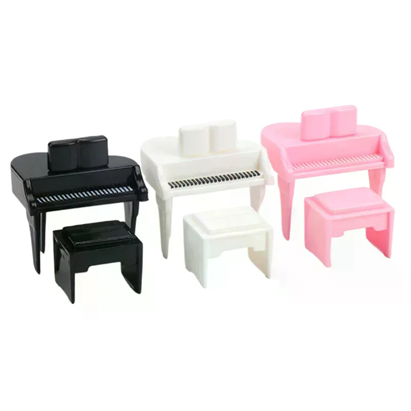1/12 casa de bonecas em miniatura piano com fezes casa de bonecas simulação instrumento musical modelo casa de bonecas cena decoração ornamento