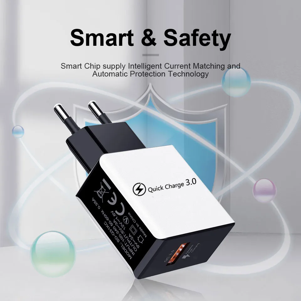 Universal USB Charger Quick Charge 3.0 Fast Charging Adapter 5V 3A For Samsung Xiaomi 17 Huawei Tablet Mobile Phone Wall Charger