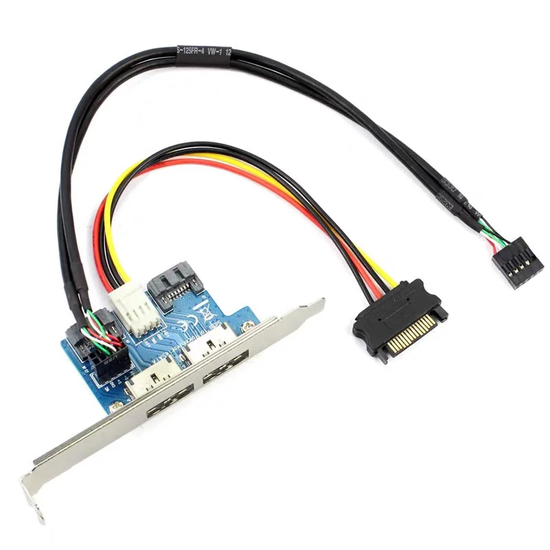 Dwuportowa karta rozszerzeń SATA do eSATAp Power Over eSATA, płyta główna 2 x ekspander SATA i USB 2.0 z pokrywą gniazda PCI — zdjęcie produktu 2