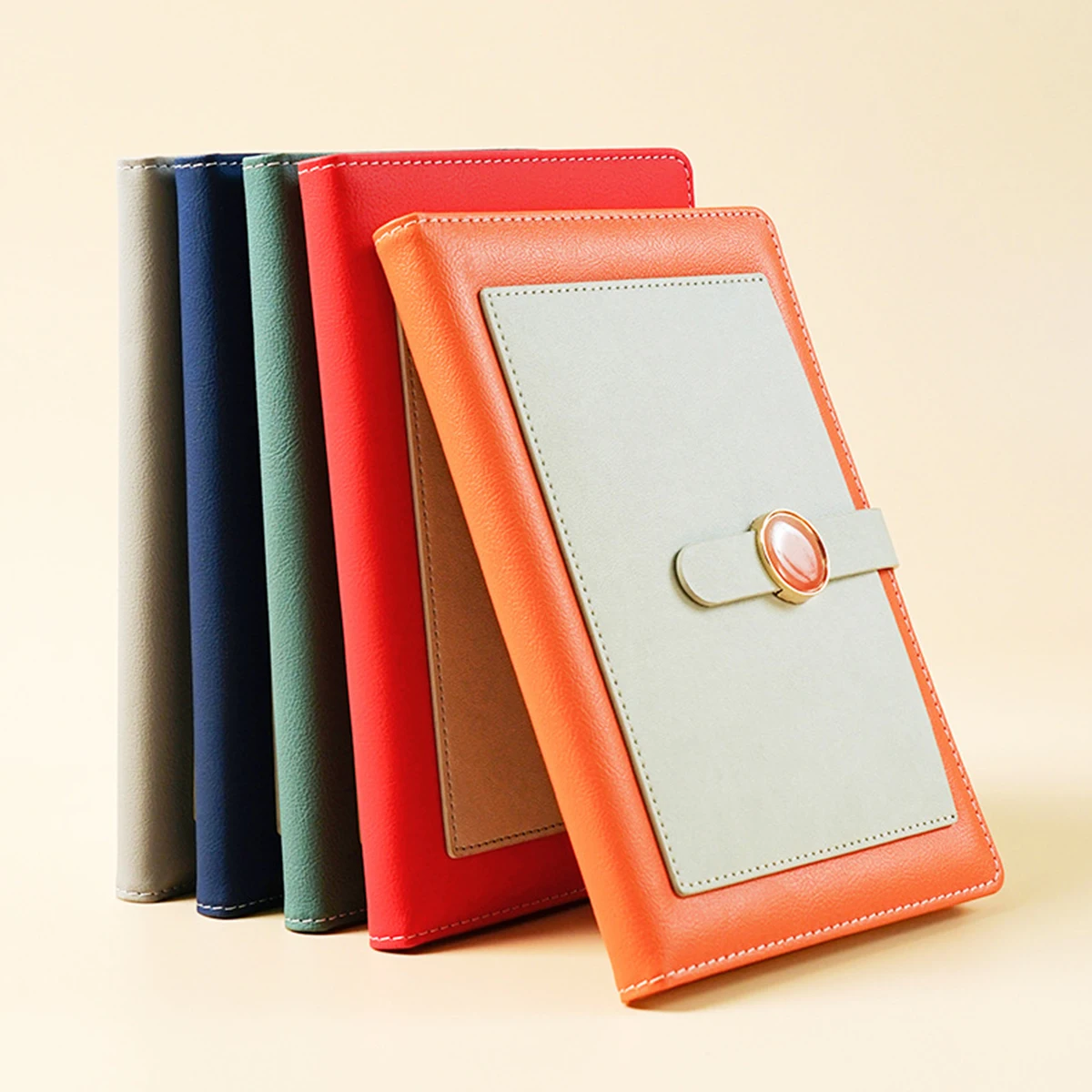 (Can engrave logo) A5 Leather Notepad, Buckle Diary, Business Notebook, Travel Log, Meeting Notebook, Excerpt Book