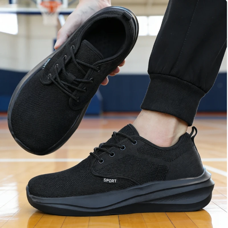 Wide Toe Men Shoes Breathable Knitted Mesh Barefoot Casual Versatile Sneakers Rebound Cushioning Comfortable Tennis Shoes Men