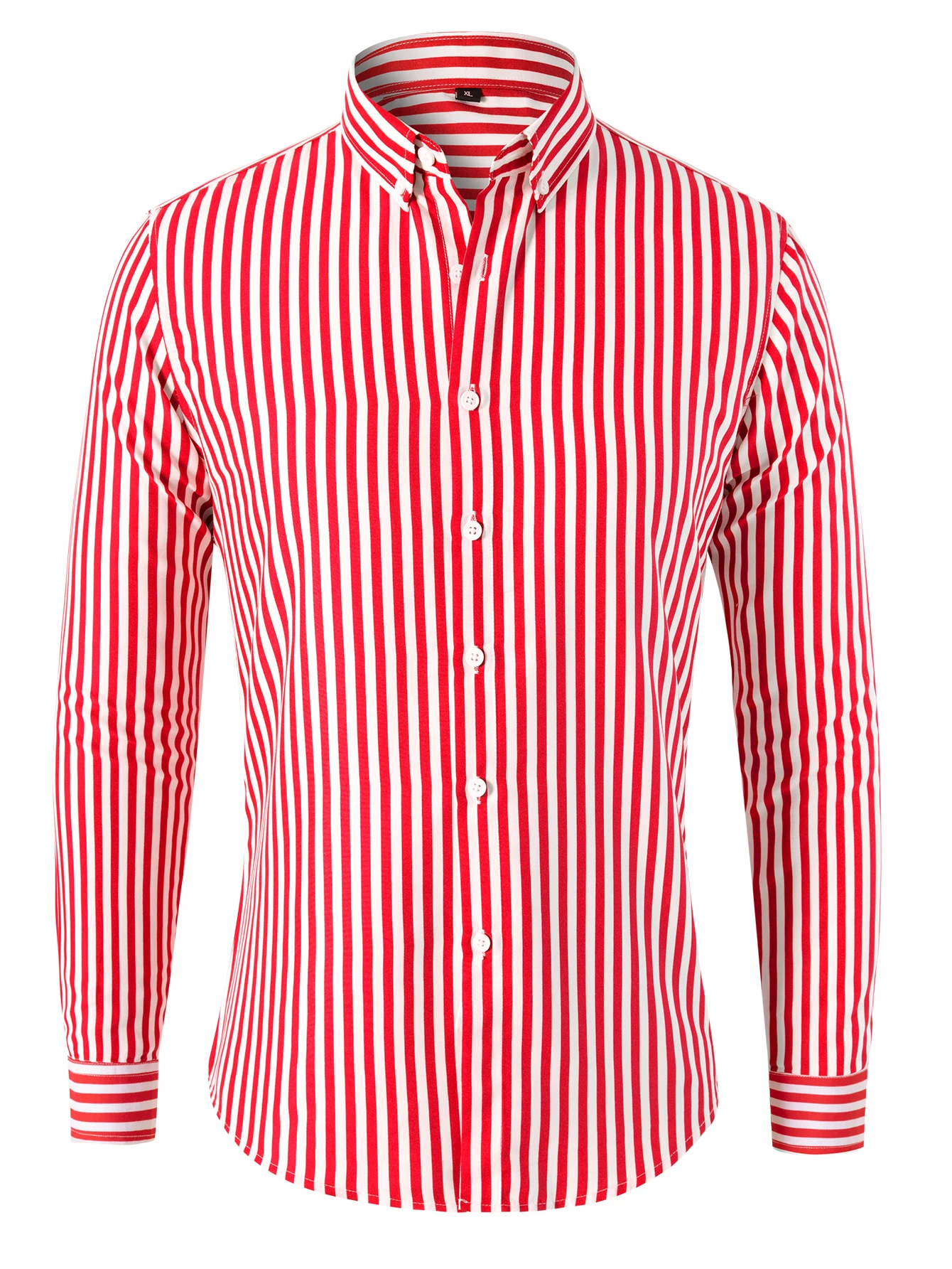 Striped Men\'s Long Sleeve Shirt Casual Fashion Lapel Slim Top Cardigan