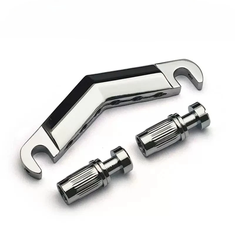 V-Shaped Guitar Tailpiece Stop Bar Bridge Replacement Parts for LPSG-Style Electric Guitar (Chrome/Black/Gold)