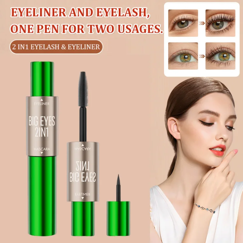 2-in-1 allungamento ispessimento Mascara a doppia estremità nero lungo naturale liscio senza sbavature Eyeliner trucco impermeabile antisudore