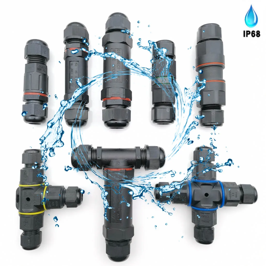 IP68 cable,waterproof joint waterproof connector,three-way branching device,T-type outdoor waterproof wiring terminal,LED wiring