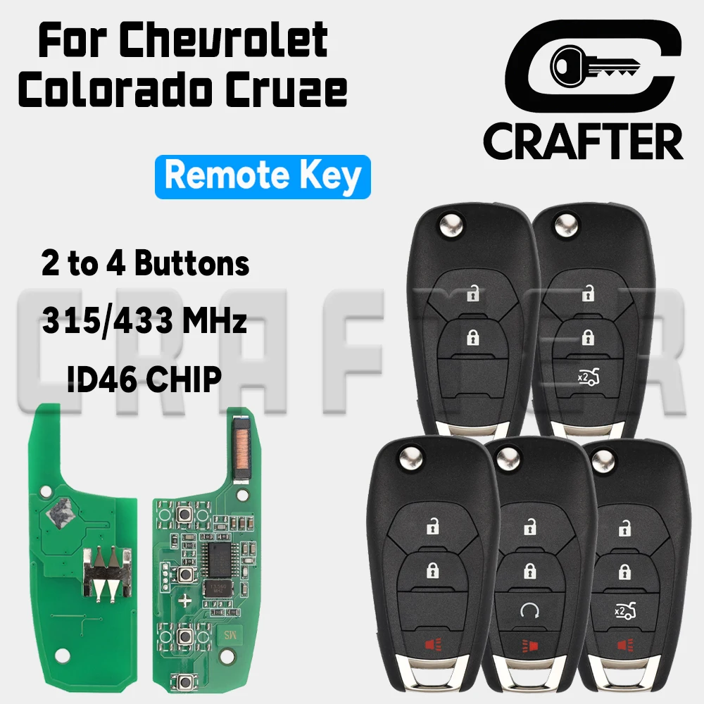 

Ключ Crafters 315/433 МГц ID46 CHIP Flip Remote Car Key для Chevrolet Colorado Cruze Malibu Trailblazer Tracker Onix RS Key Fob