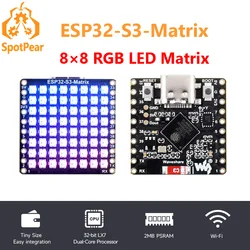ESP32 Development Board ESP32-S3 Matrix 8x8 RGB-LED-WiFi Bluetooth With QST Attitude Gyro Sensor QMI8658C