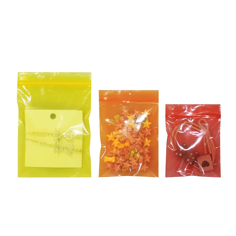 Blue Green Red Orange Yellow PE Ziplock Pouch Gift Cookie Bags Small Zip Lock Clear Plastic Packaging Bags food storage