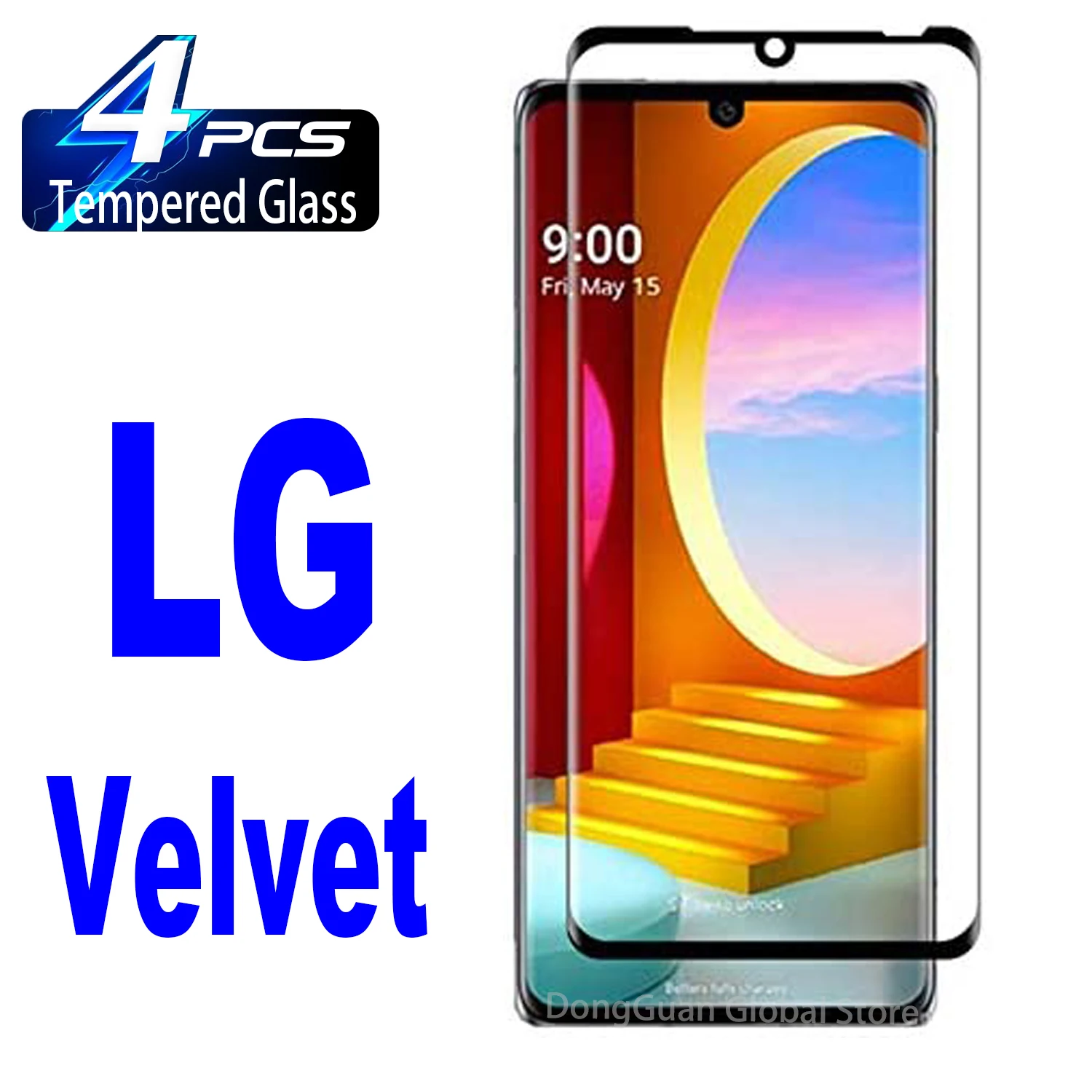 

9H Curved Four Sides Glue Tempered Glass For LG Velvet / LG G9 /LG Wing 5G HD Screen Protector
