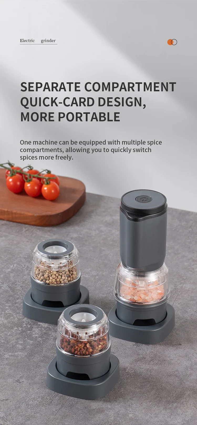Electric Pepper Grinder Set Automatic Salt and Pepper Mills Rechargeable Adjustable Coarseness One-Handed Operation Grinder