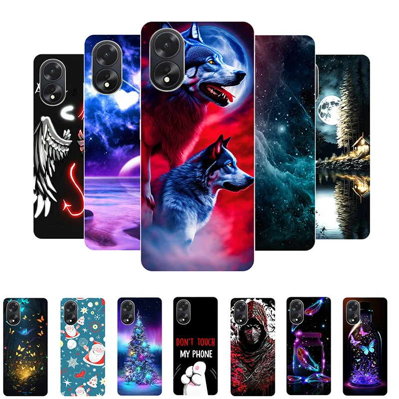 Silicone Case Cover For OPPO A78 5G Bumper Wolf Painted Soft TPU Back Cover for OPPO A78 A 78 5G CPH2483 Phone Cases OPPOA78 5G