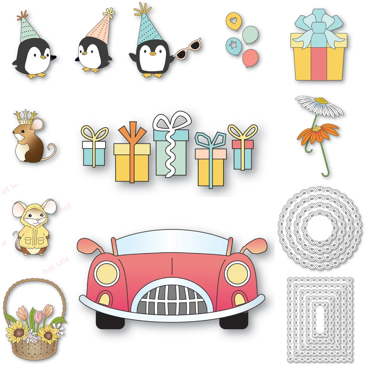 

Happy Birthday Flower Basket Bouquet Metal Cutting Dies For DIY Scrapbooking Photo Cutting Die Paper Cards Embossing Decorative