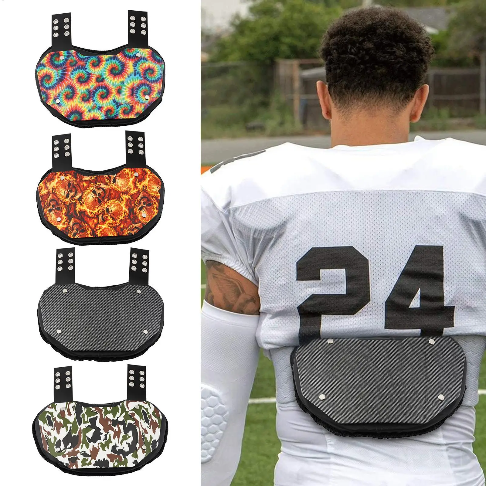 Football Back Plates EVA Kids Adults Rugbys Back Flap Low Back Pads Rear Lower Back Protector Sports back plate football