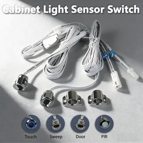 Touch/Hand Wave Sensor Switch 12V/24V 5A,PIR Auto ON/Off,Door Light Control for Cabinet Wardrobe,Dimmable switch DuPont adapter