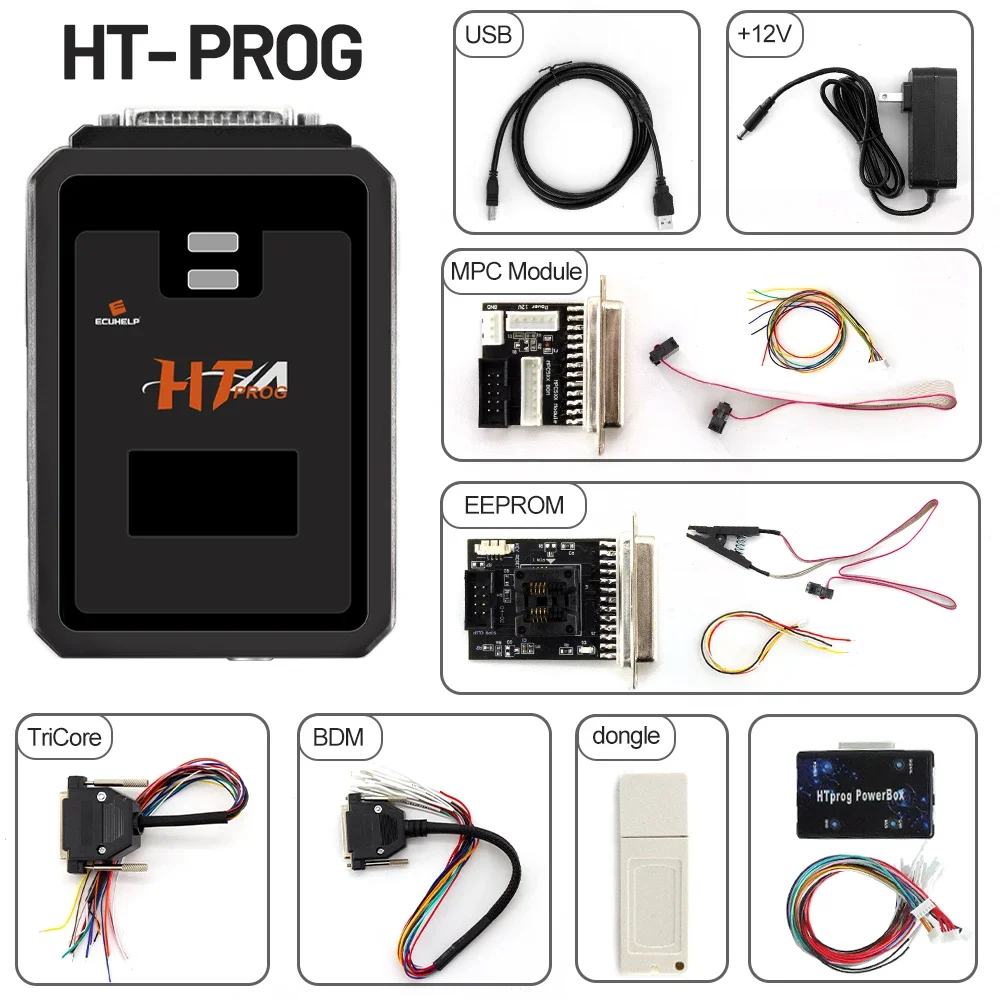 ECUHELP HTprog ECU Programmer / ECU Clone Tool etc Support on Bench / Boot / BDM Add Power Box