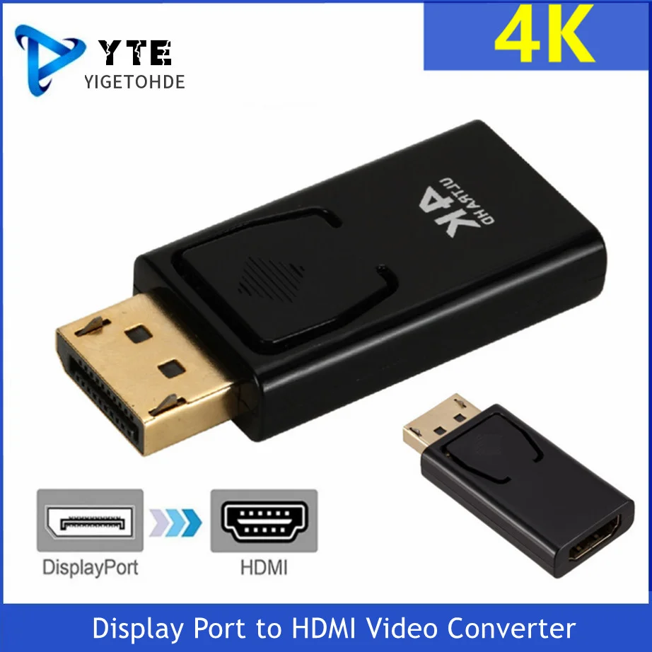 1080P Display Port DisplayPort to HDMI-Compatible Adapter 4K Male DP2HDMI Female Video Audio Converter For PC Laptop Projector