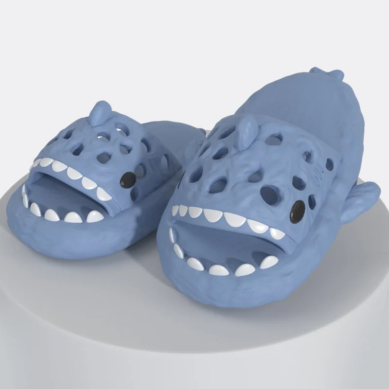 Funy Meteorite Hole Shark Slippers Women's Home Summer Non Slip EVA Indoor Couple Sandals Men's Slipper 4cm Thick Soled Sandals