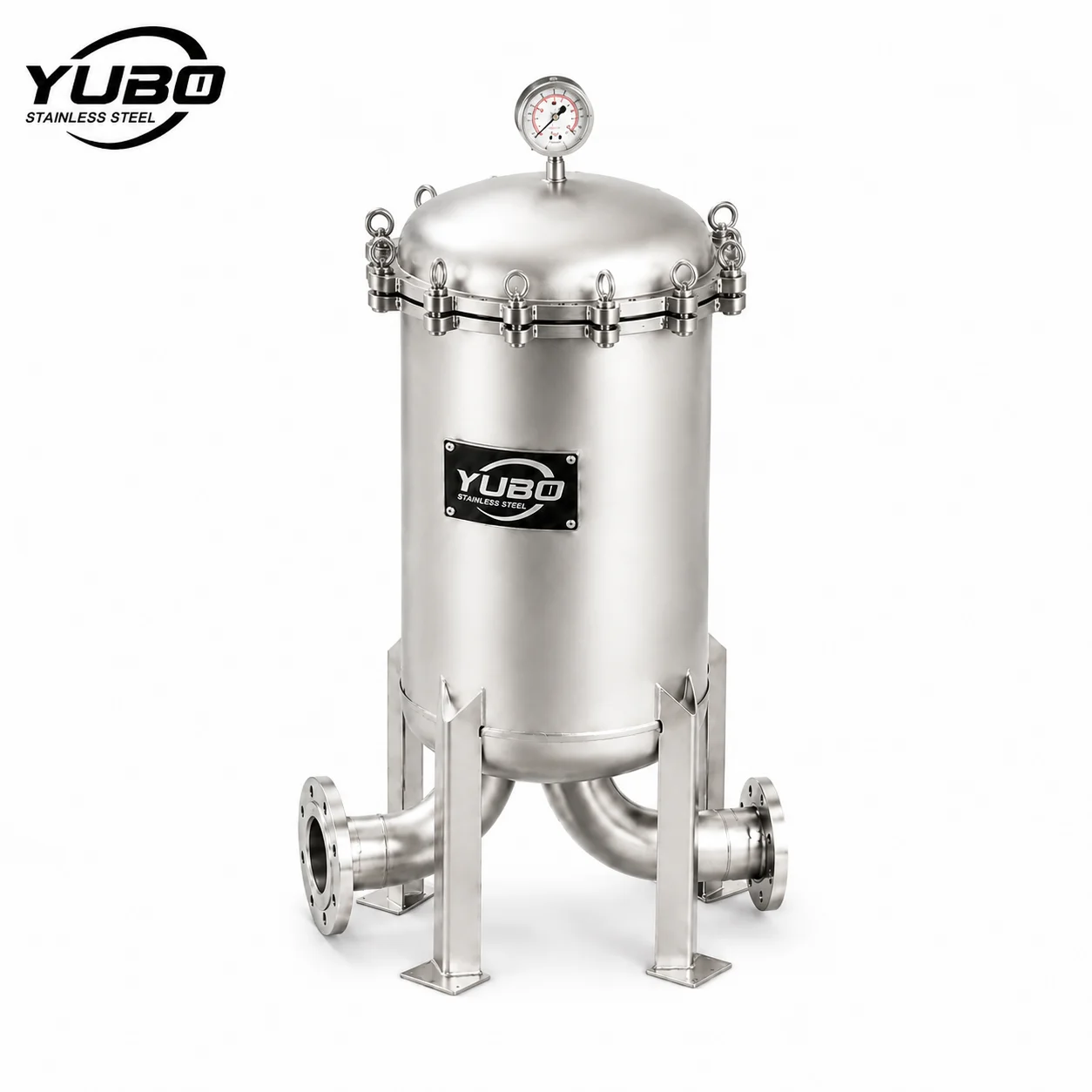 Industrial High Flow Filter Vessel with Stainless Steel Housing and Replaceable Cartridge for Liquid Purification OEM Service