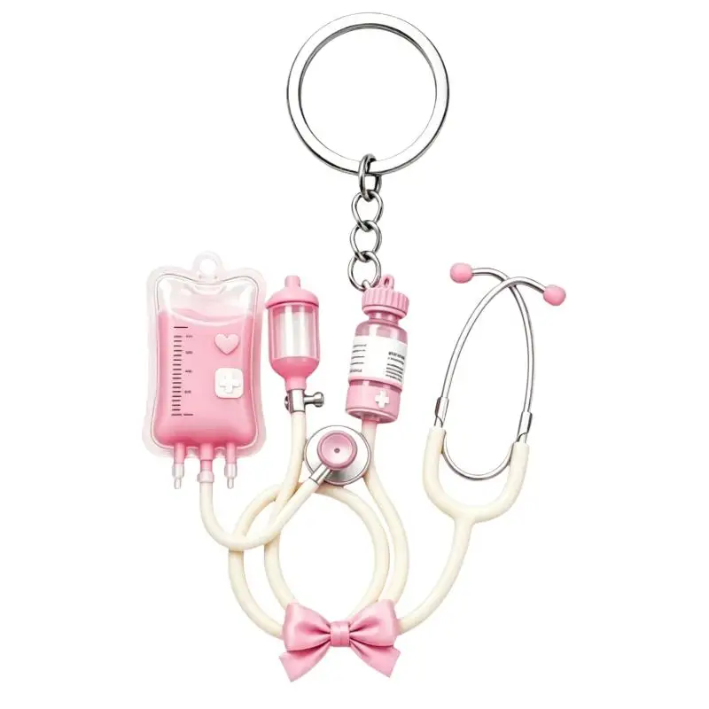 Pink Stethoscope Sphygmomanometer 2D Acrylic Keychain Cute Bag Charm For Nurses Doctors Backpack Desktop Decoration Accessories view 6