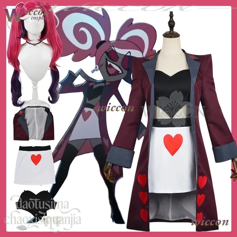 

Velvettteee Cosplay Anime Cosplay Demon Se2 Costume Jirai Kei Girls Halloween Sexy Suit Heart Vest Hot Pink Wigs Halloween Party