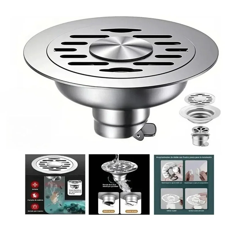 yesRound Floor Drain Core Anti-Odor Anti-Backflow Seal Cover Replacement Drainage Device For Bathroom Balcony Laundry Sink