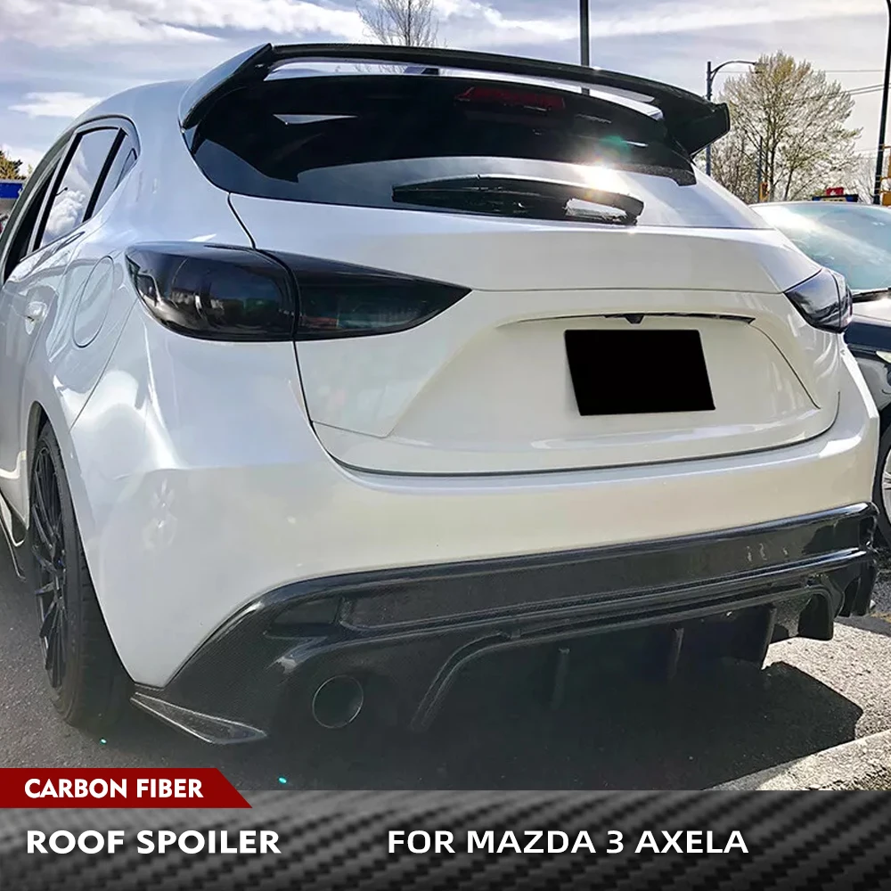 

Car Rear Spoiler Roof Window Wing for Mazda 3 Axela Sport Hatchback 4-Door 2014-2017 Carbon Fiber/FRP Glossy Black Wing