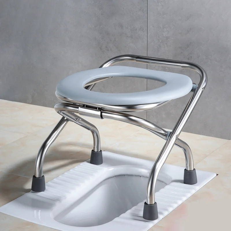 

Foldable Stainless Steel Toilet Seat Chair for Pregnant Women Elderly Bathroom Chairs Portable Household Furniture Bath Stool