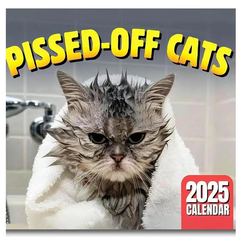 2025 Angry Cat Wall Calendar Creative Monthly Wall Hanging Art Calendar For Home Workplace Personal Planning