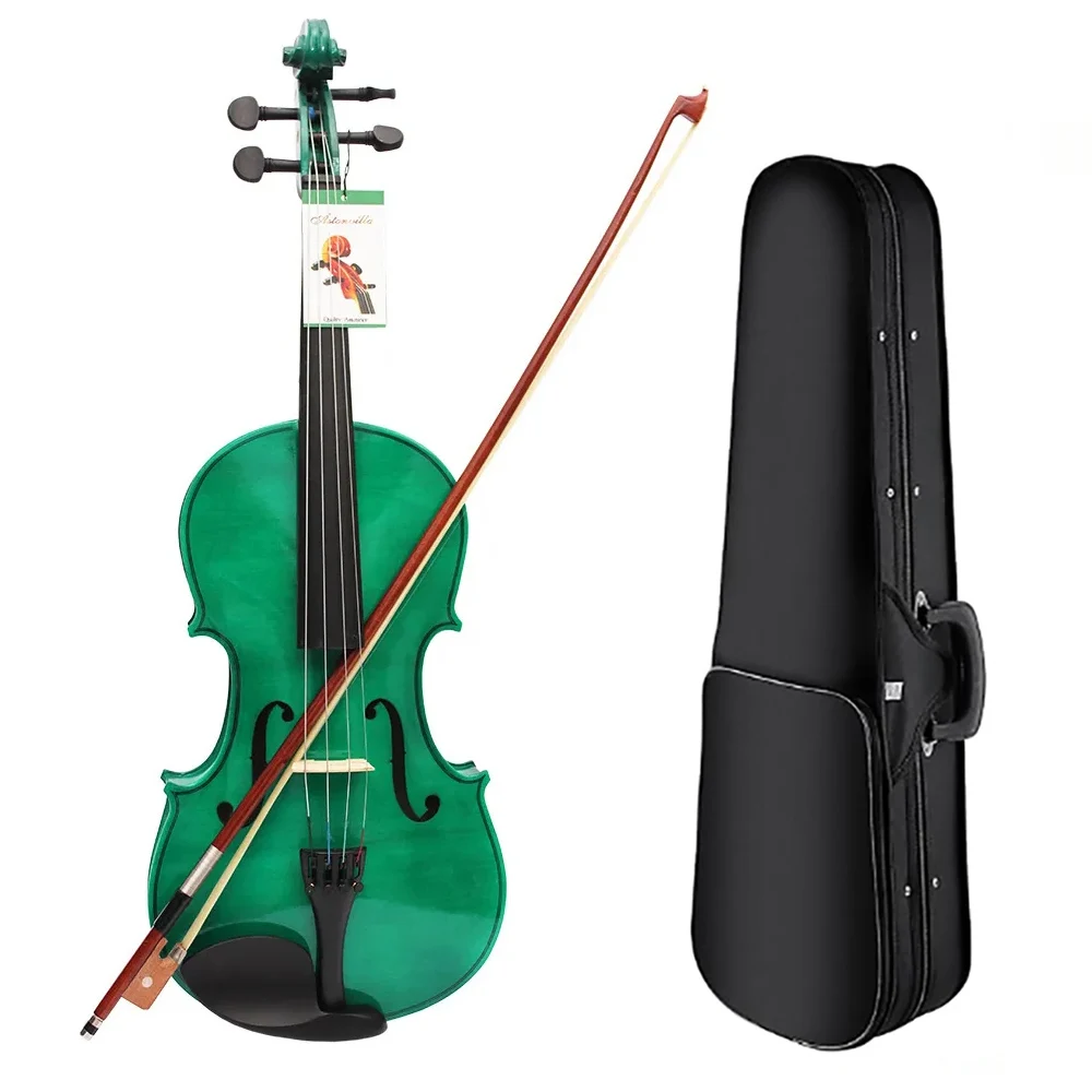 Astonvilla 4/4 Viola Professional Dark Green Acoustic Viola Spruce Panel Solid Wood with Case/Bow/Shoulder Rest/Strings/Tuner