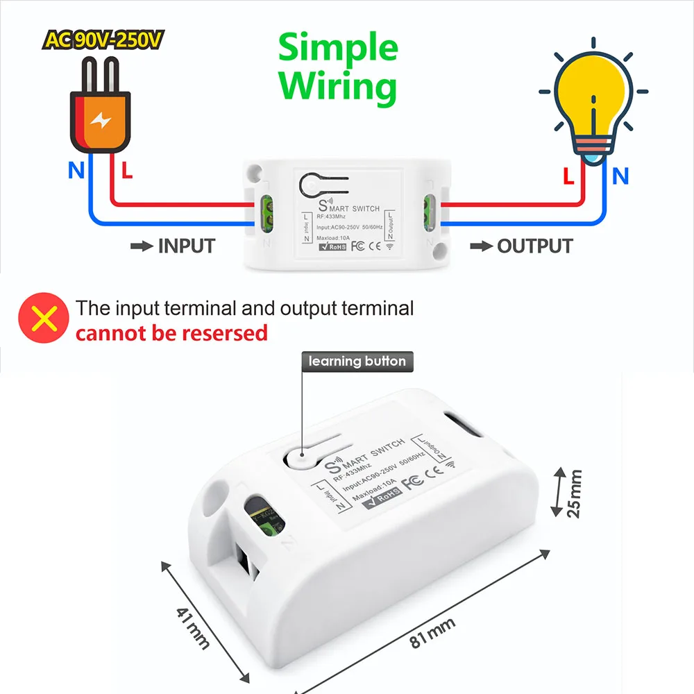 433mhz pilot bezprzewodowy Rf włącznik światła na mokro 10A AC 110V 220V przekaźnik odbiorczy nadajnik Panel ścienny do lampy Led