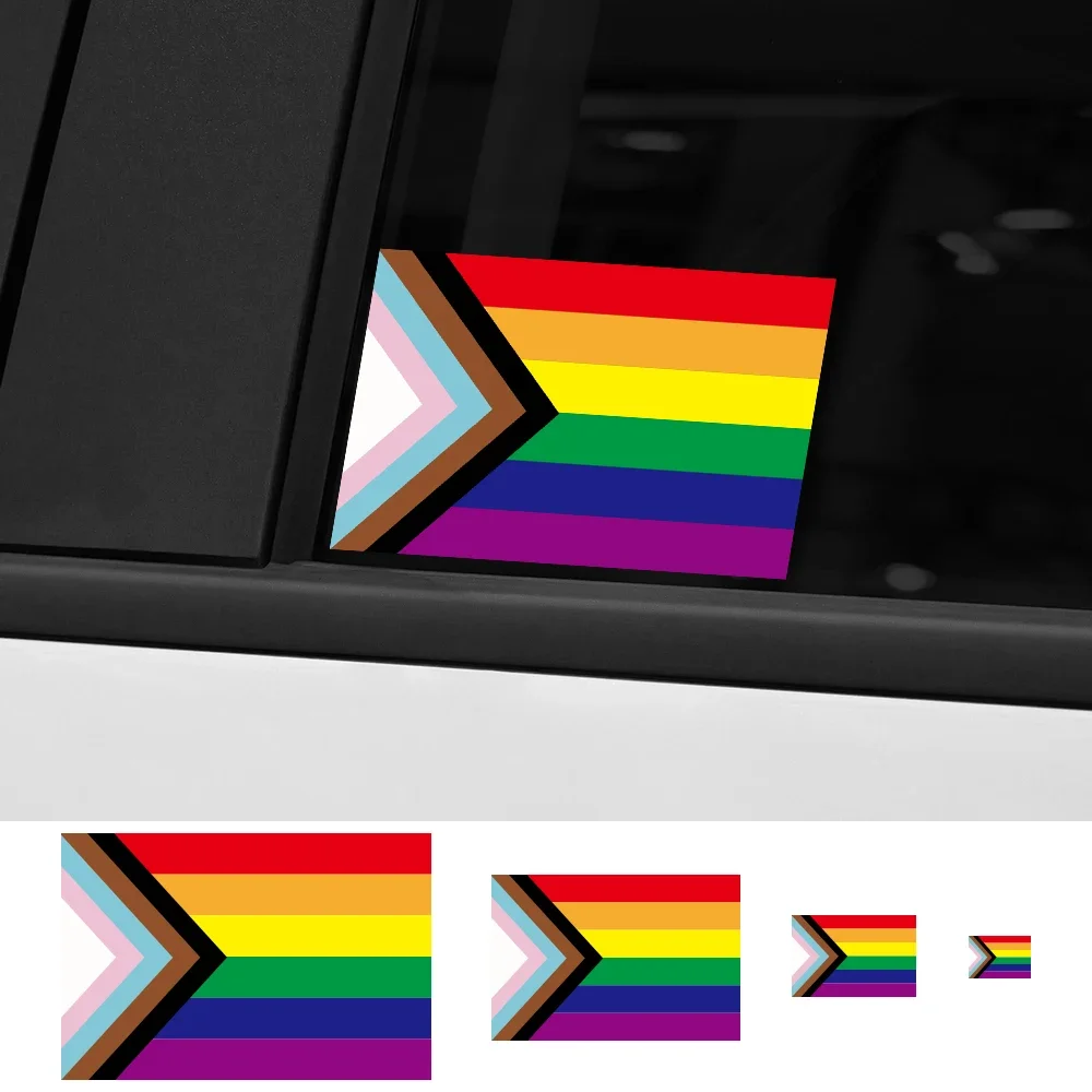 3pcs Rainbow Flag Intersex Inclusive Progress Pride LGBT PVC Auto Sticker Waterproof Styling Decals Car Exterior Accessories