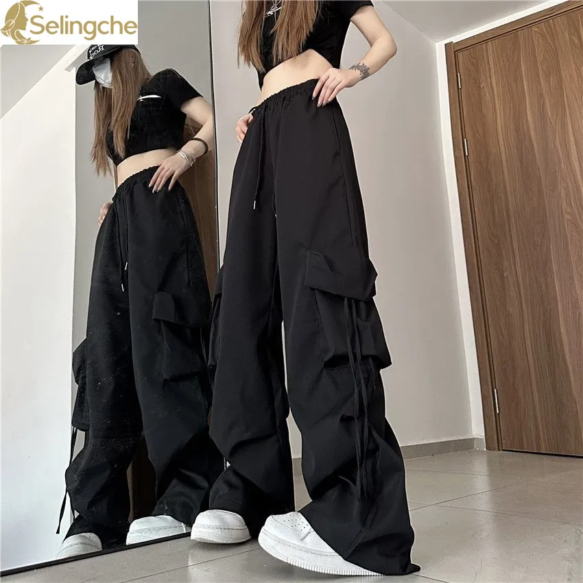 American Retro Spring Style Quick Drying Workwear Pants for Men and Women's Casual Sports Straight Leg Wide Leg Loose Pants