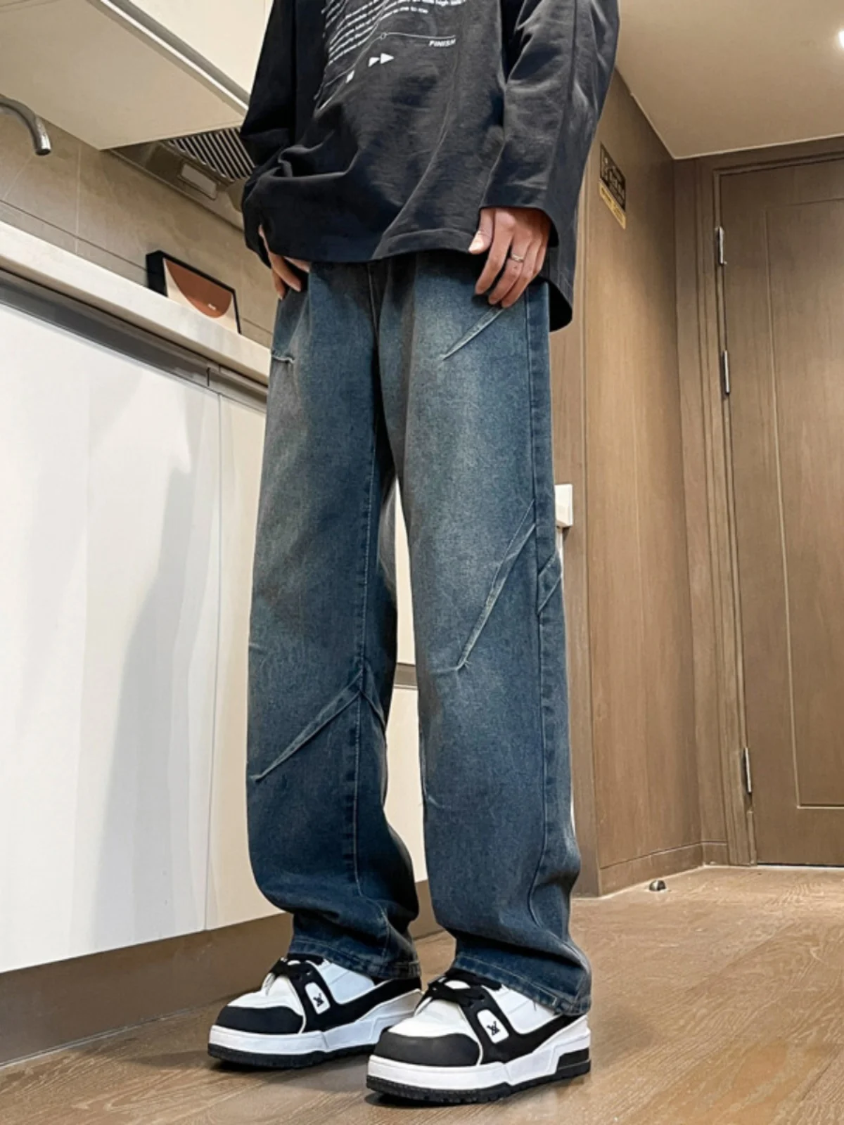 

Мужские свободные джинсы прямого кроя American Sle, модные широкие брюки Cleanfit, осенняя коллекция