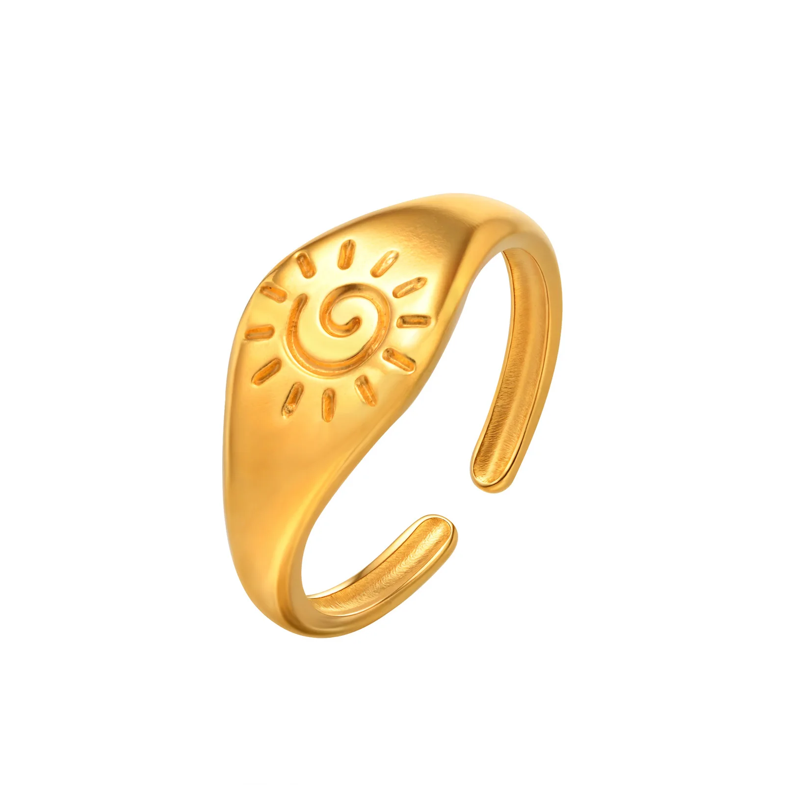 

Gold Color Sun Rings for Women, Stainless Steel Geometric Vortex Opening Ring, Simple Special Jewelry Gifts Wholesale