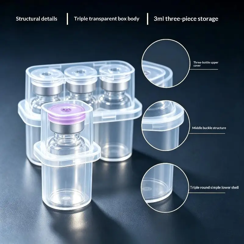 New-1/5/10Pcs Mini Transparent Peptide Storage Case Vial Stackable Refrigerator Storage Box 3mL Vial Storage Case For Lab & Home