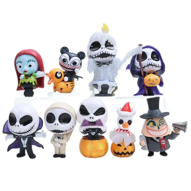 Anime Pesadilla Antes de Navidad, 6 Figuras de Jack, Sally Cosbi, Muñeca Coleccionable, Regalo de Cumpleaños o Halloween para Niños