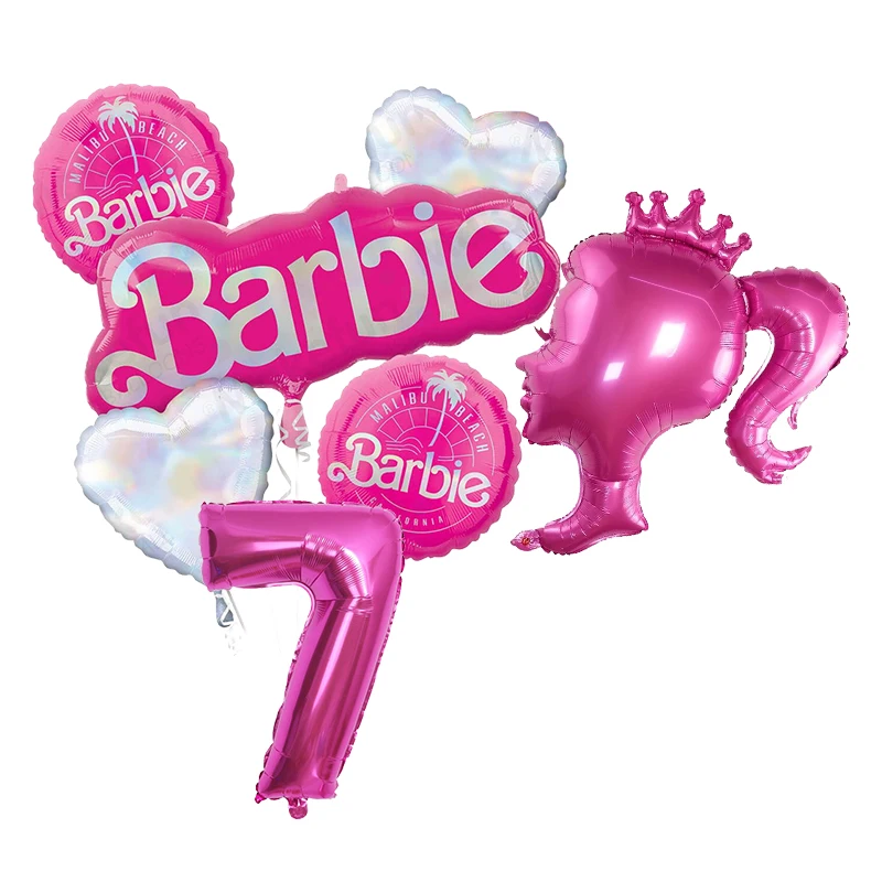 Barbiee Birthday Party Decorations For Girls Toy Aluminum Foil Latex Balloons Disposable Tableware Backdrop Baby Shower Supplies