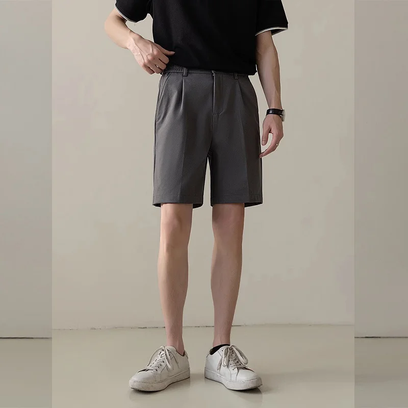 Men's Summer New Suit Shorts Korean Style Casual High-End Wrinkle-Free Straight Slim Fit Five-Point Pants Trendy