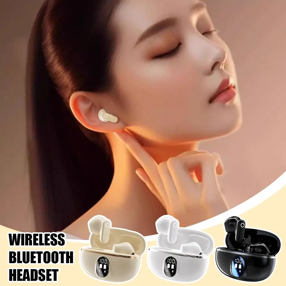 

Wireless Earphone Bluetooth 5.3 Headphone 8H Playback Cancellation Power Noise Ear Mic LED Stereo Earphones Display Buds So R1T7