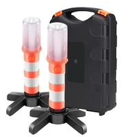 2Pcs LED Emergency Road Flash Flare Roadside Beacon Safety Strobe Warning Safety Light with Magnetic Base Orange