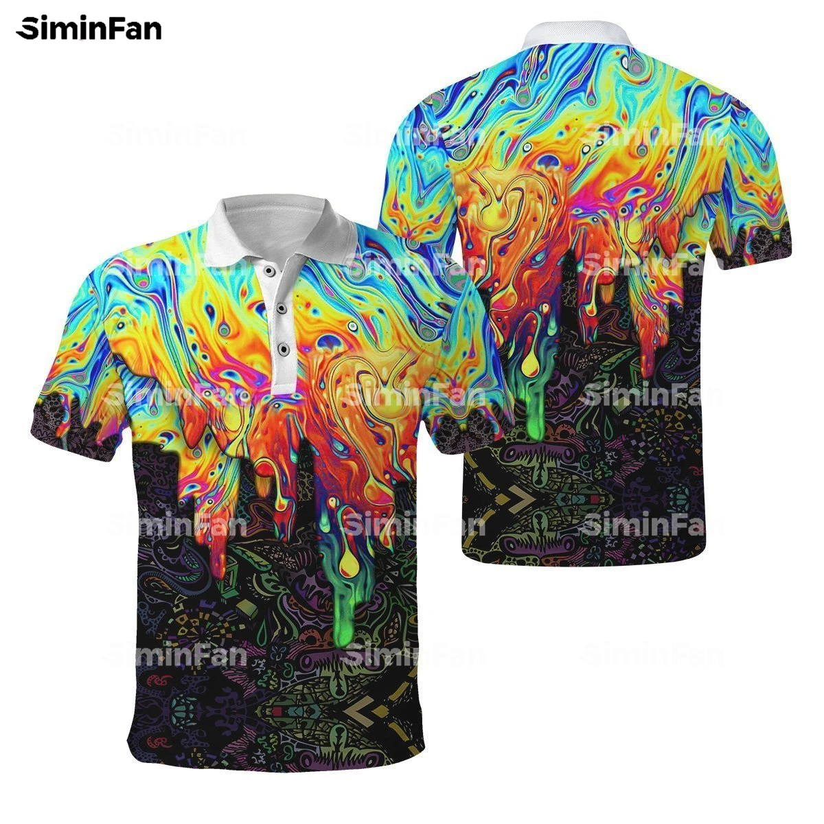 Colorful Cream Hippie Trippy 3D Full Printed Polo Shirts Tennis Tshirt Men Female Tops Summer Tees Unisex Fashion Streetwear 1