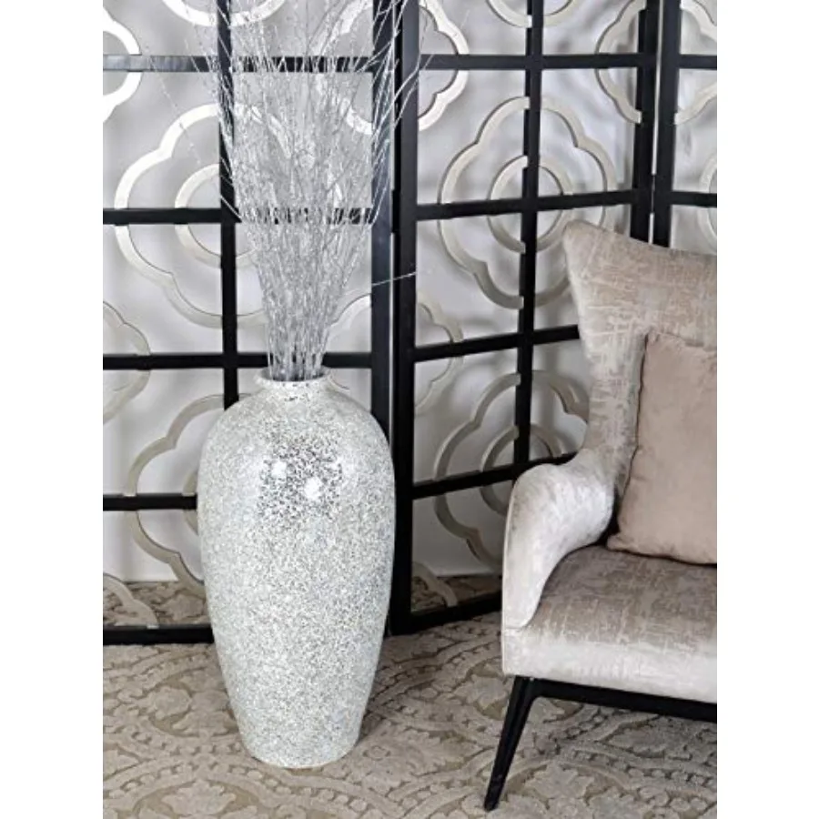 Home decor vase mirrored glass mosaic silver glamorous reflective finish for elegant living spaces