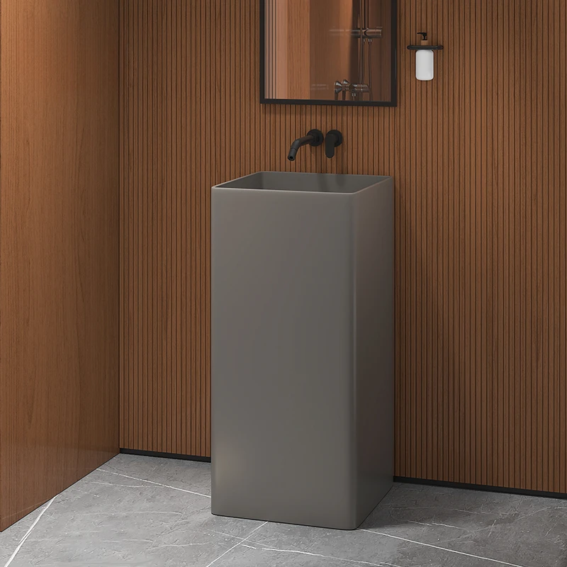 

Artificial stone integrated washstand Hotel engineering washbasin toilet vertical floor-standing column basin