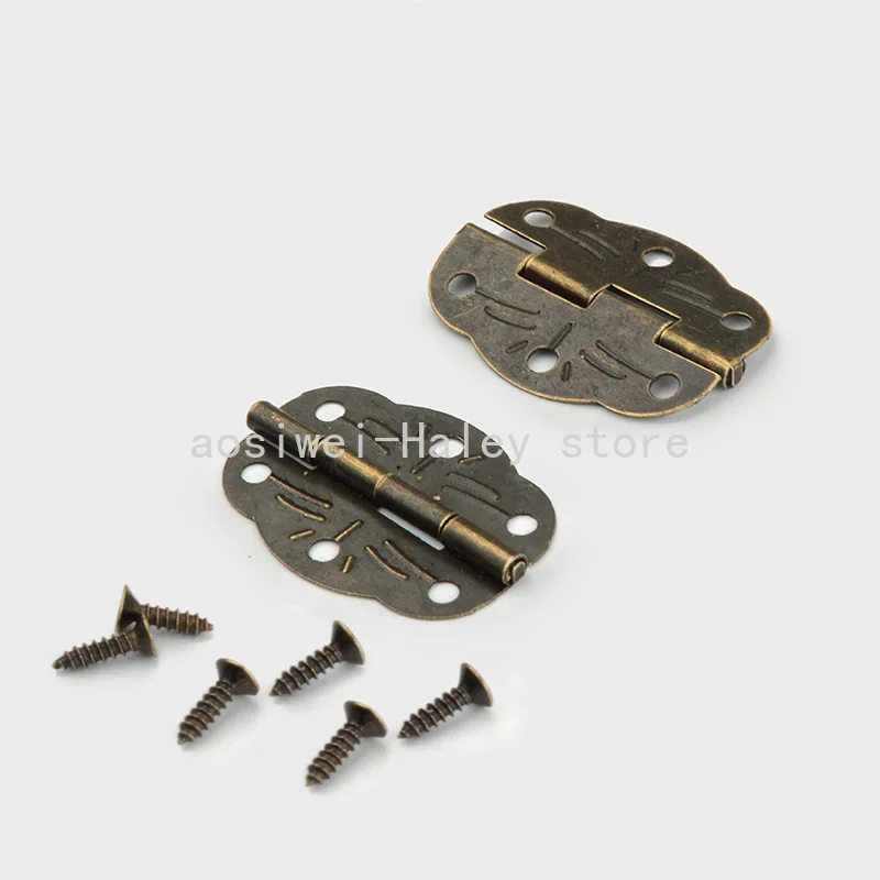 20pcs 30x22mm Antique Furniture Decorative Hinges For Wooden Gift Jewelry Box Decor Hinge Fittings Furniture Hardware with Screw