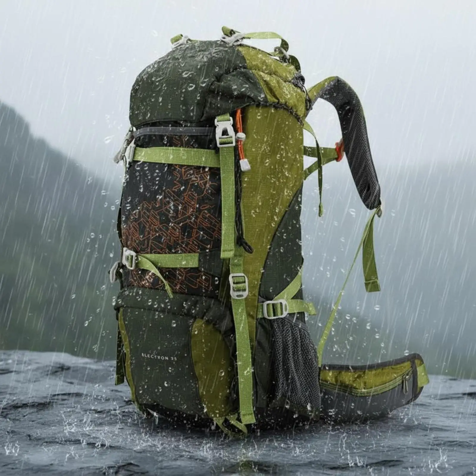 Large Capacity Outdoor Waterproof Pack 50L for Hiking Camping Travel Men Women Nylon with Safety Alarm