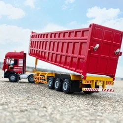 1/50 Scale Tipper Truck Alloy Diecast Toy Model Dump Engineering Transport Truck  Light Pull Back Collection Gifts For Kids B251